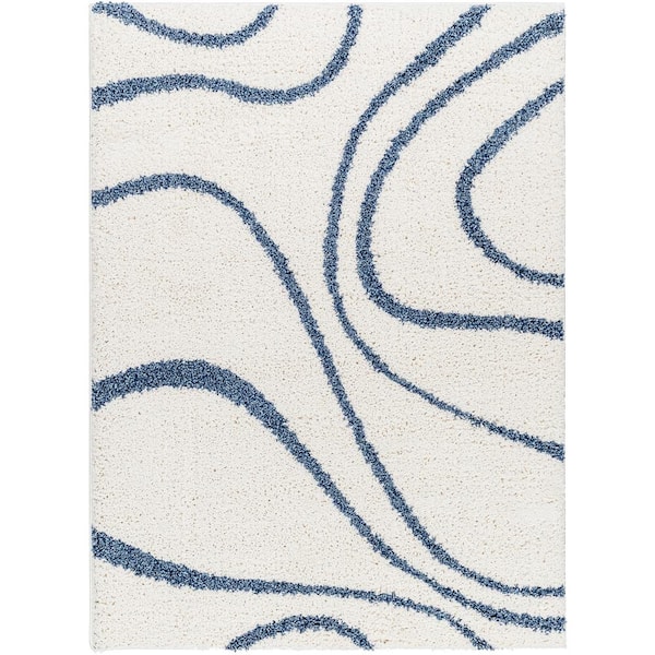 Birmingham Blue/White 5 ft. x 7 ft. Abstract Indoor Area Rug