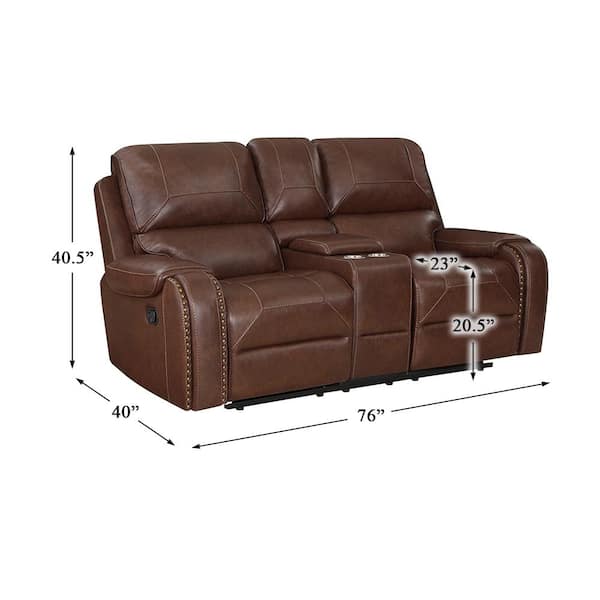 Lazzara Logansport 76 in. W Brown Faux leather Double Glider