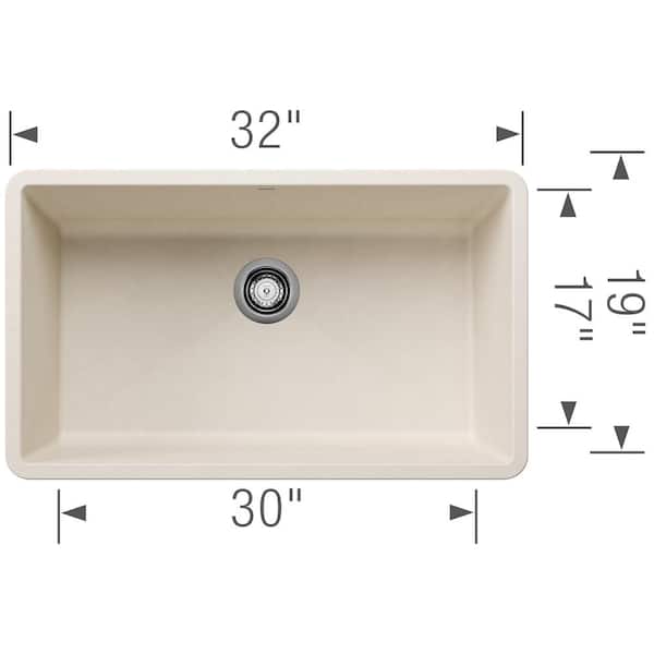 Diamond Silgranit 33.5 in. Undermount Single Bowl Soft White Granite Composite Kitchen Sink