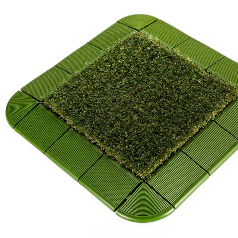 Green Plastic Interlocking Deck Tile Edge Kit, 12" x 3"