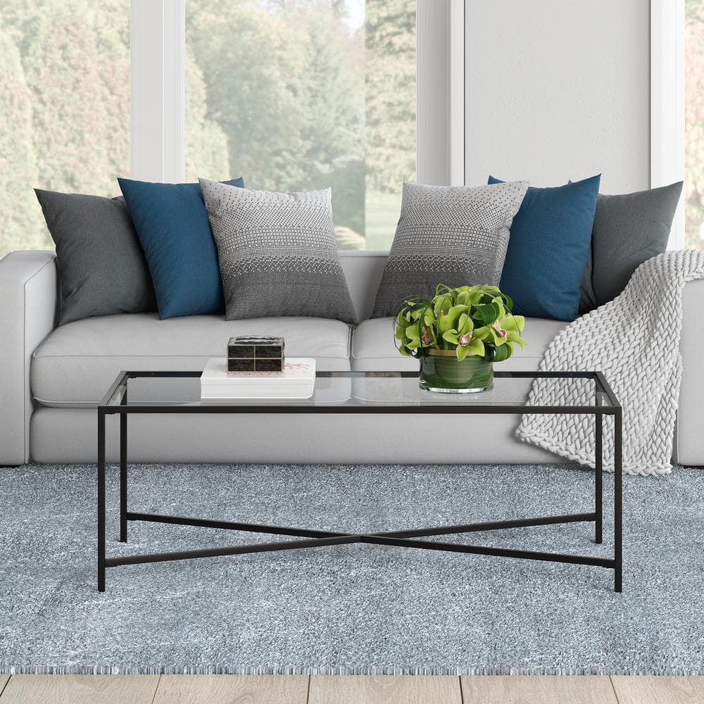 Henley 48'' Blackened Bronze Rectangular Glass Coffee Table
