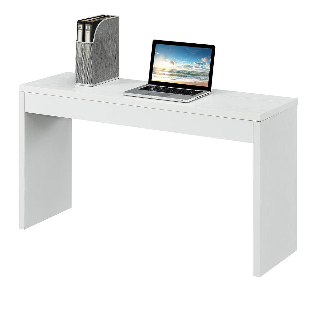 Modern White Melamine 48" Console Table with Faux Marble Finish