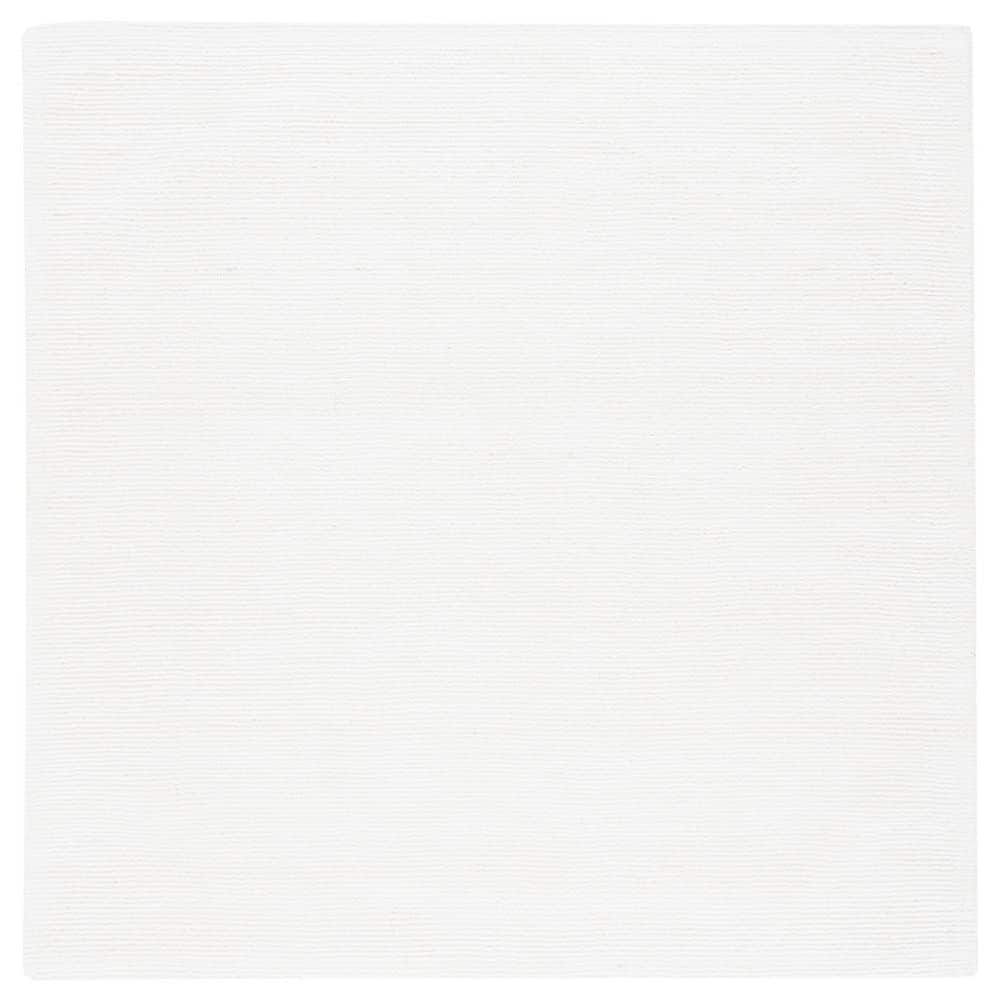 Ivory Hand Tufted Wool and Viscose Square Rug, 6 ft