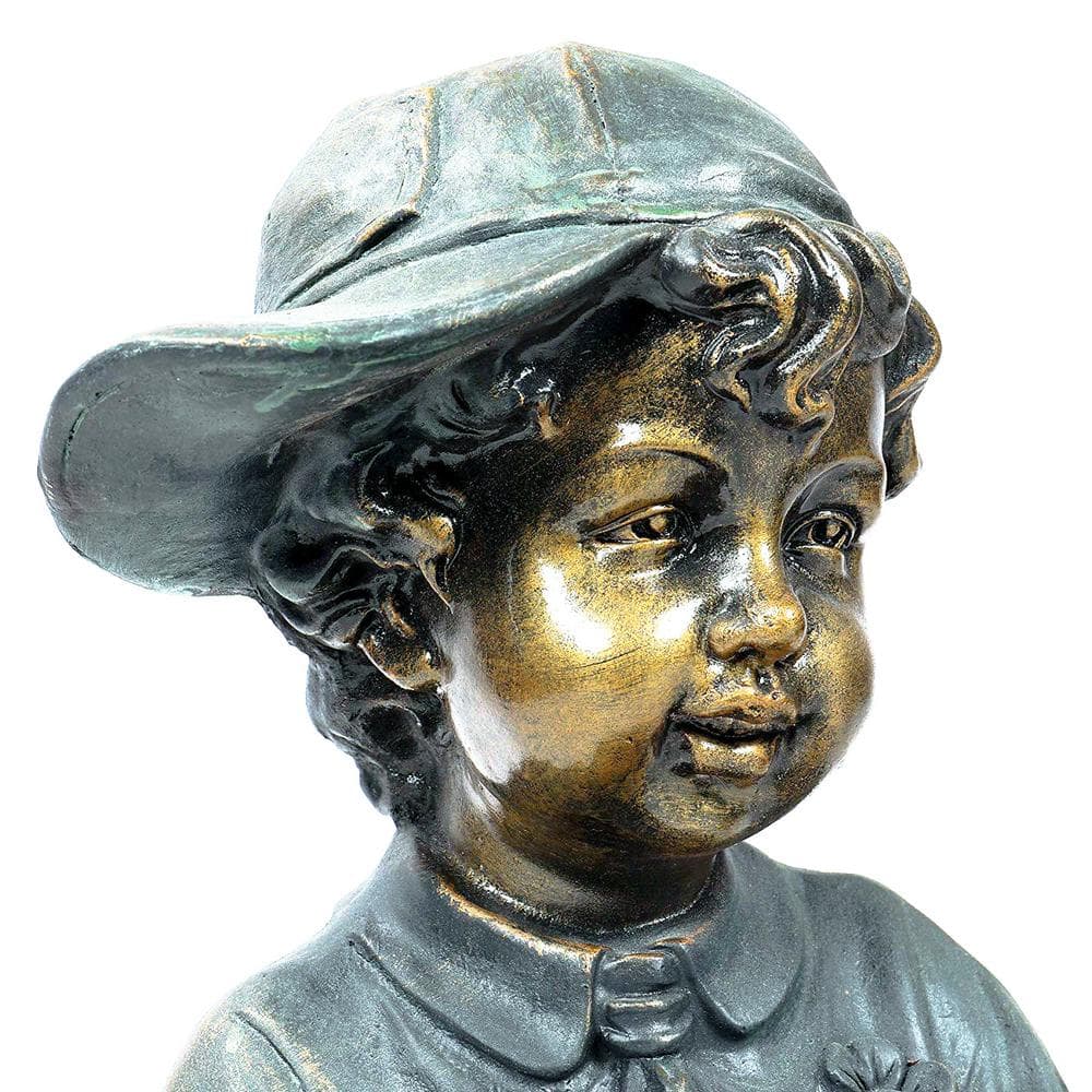 Antique Bronze Boy and Girl Reading Garden Statue Set