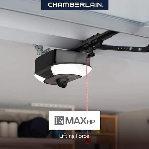 Secure View 1-1/4 HP LED Quiet Belt Drive Smart Garage Door Opener with Integrated Security Camera and Battery Backup