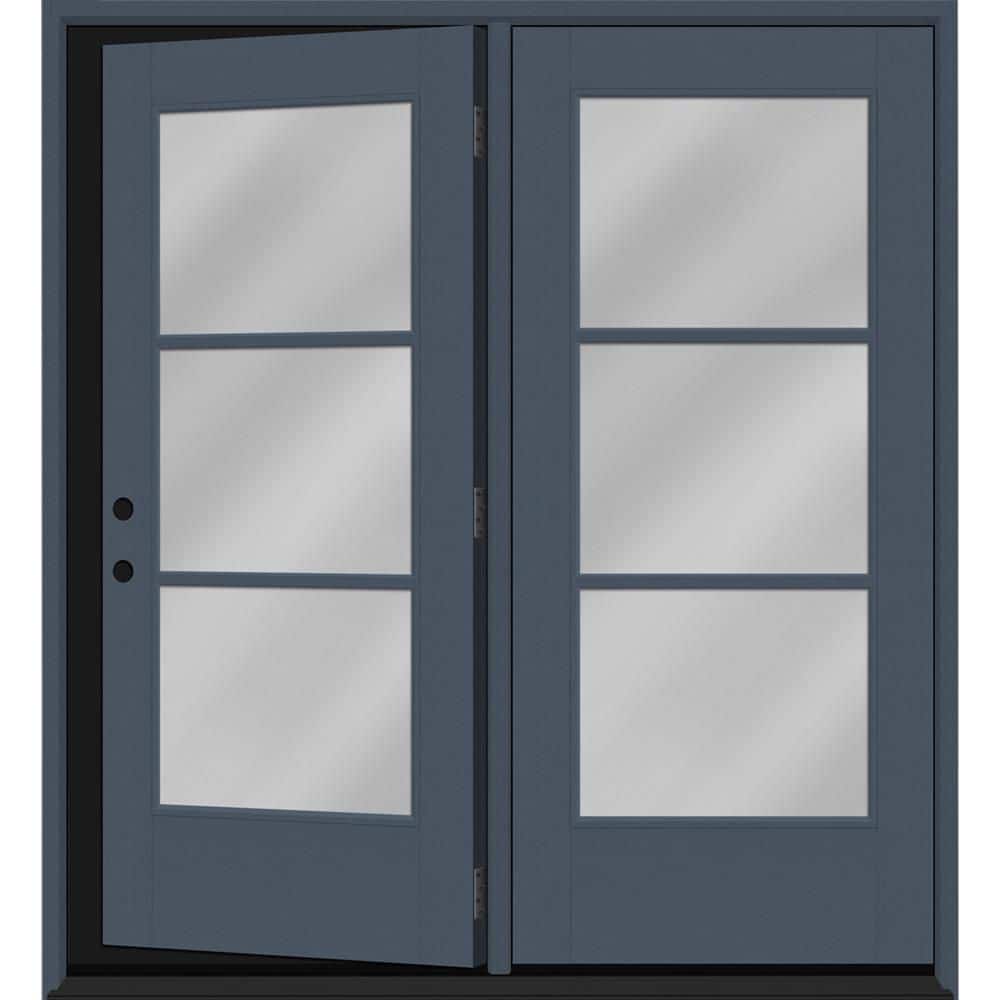 72 in. x 80 in. Icon 3L Modern Clear Glass DarkDenim RH Center-Hinged Painted Fiberglass Retro Pato Door w/ 4 in. Jamb price history on PriceWatchPro