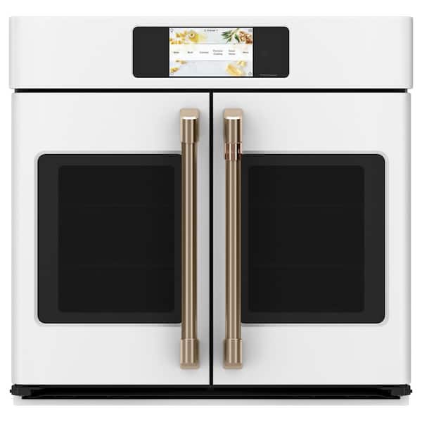 Cafe 30 in. Smart Single Electric French-Door Wall Oven with Convection Self-Cleaning in Matte White, Fingerprint Resistant