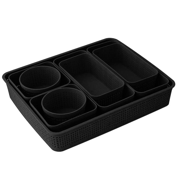 Unbranded 5-Pack Organizing Basket Set in Matte Black