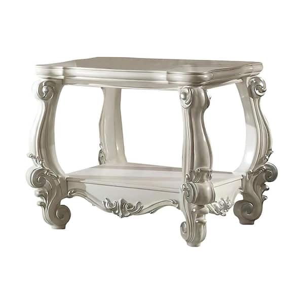 Acme Furniture Versailles 31 in. Bone White Specialty Wood End Table