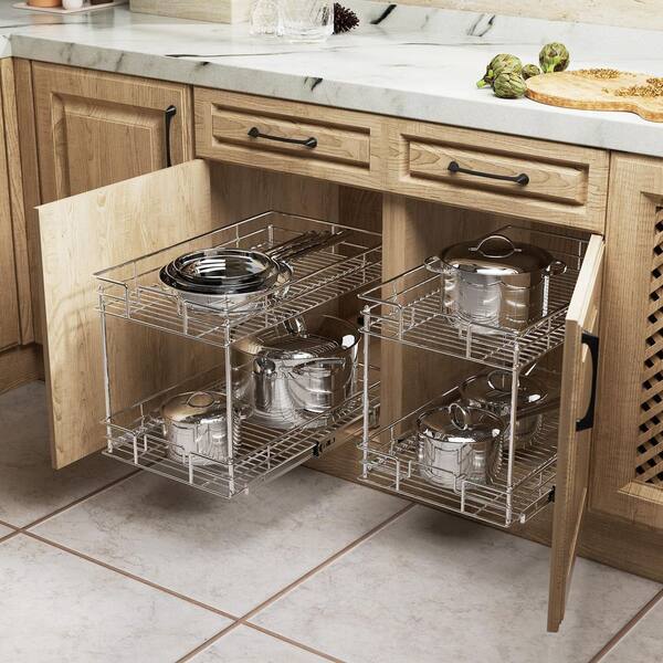 Metal Basket Pullout Organizer for 15 Base Cabinet