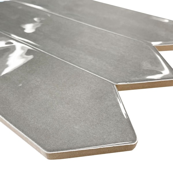Giorbello Glossy Ceramic Picket Hexagon Subway 3 in. x 12 in. x 10
