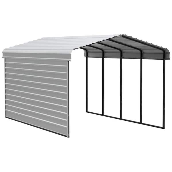 12 ft. W x 20 ft. D x 9 ft. H Eggshell Galvanized Steel Carport with 1-Side Wall Kit