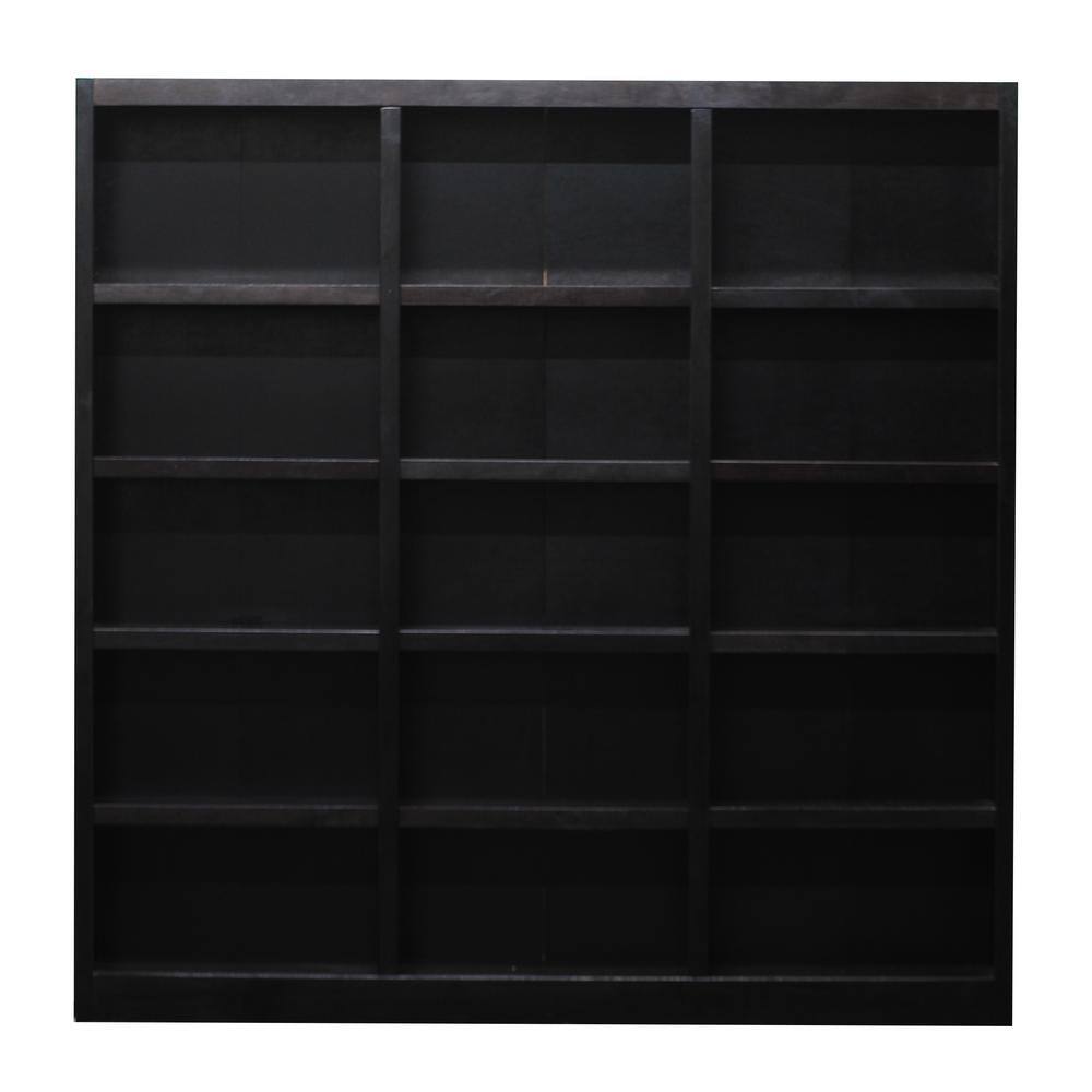 Espresso 72" Adjustable Wood Triple Wide Bookcase
