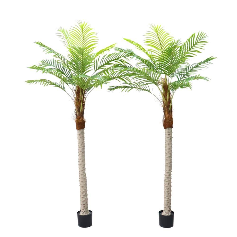2-Pack 7 ft. Artificial Palm Tree, Realistic Palm Tree with 15-Pieces Leave