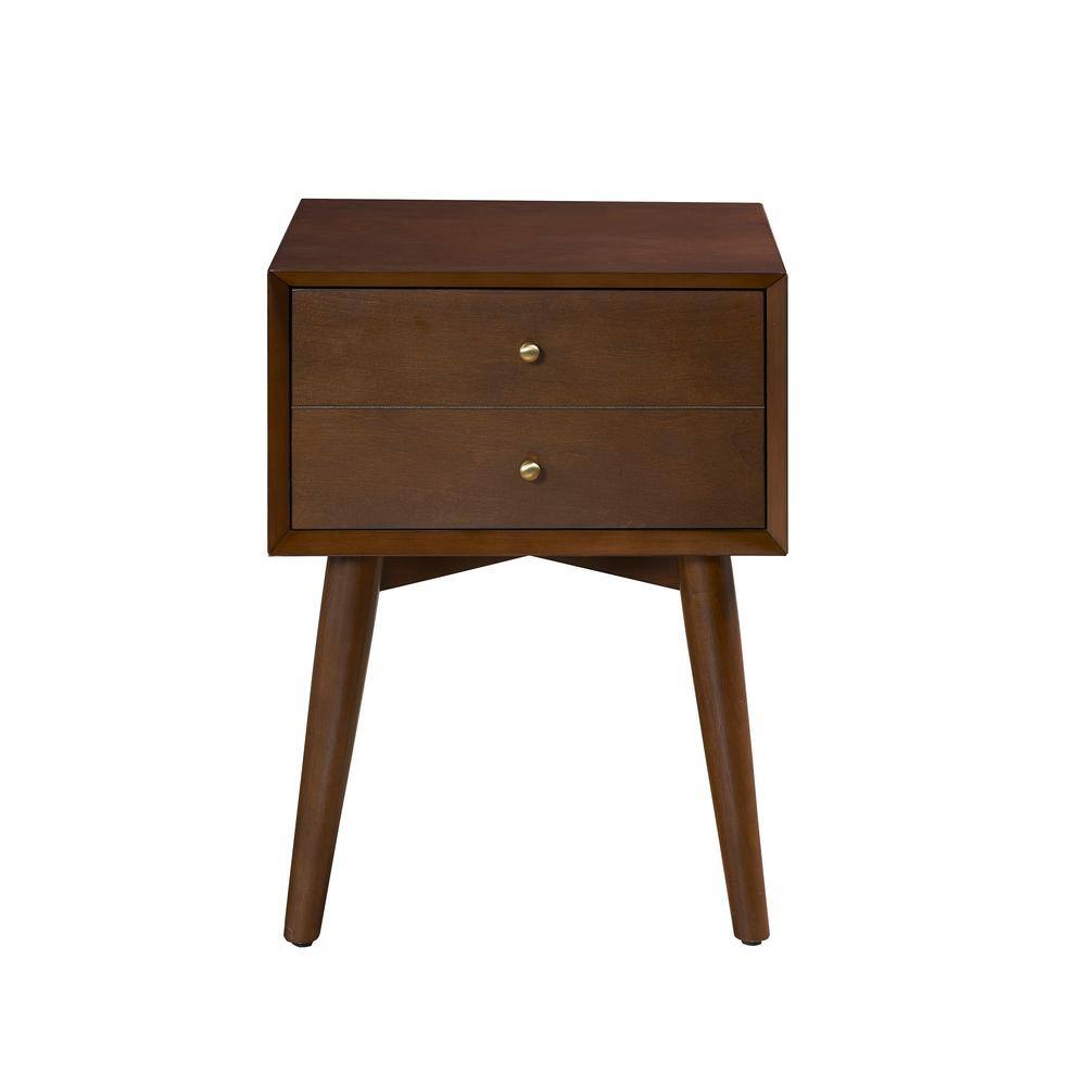 Mahogany Mid-Century Modern 2-Drawer Nightstand