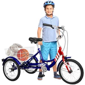 16 in Tricycle for Beginner Riders, Single Speed 3 Wheel Bike, 3 Wheel Bike with Adjustable Height&Rear Basket, Rose red