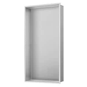 12.6 in. W x 24.5 in. H x 4 in. D Stainless Steel Single Shelf Recessed Shower Niche in Brushed Stainless Steel