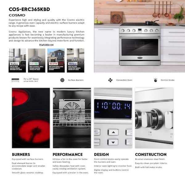 Cosmo 36 in. Haven Collection 6.1 cu. ft. Electric Ceramic Glass
