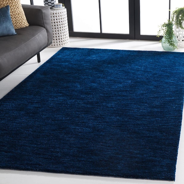 Carmine 6 ft. x 6 ft. Navy Modern Solid square Area Rug
