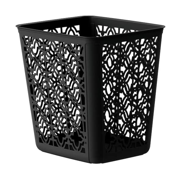 United Solutions 4 Gal. Black Trellis Wastebasket