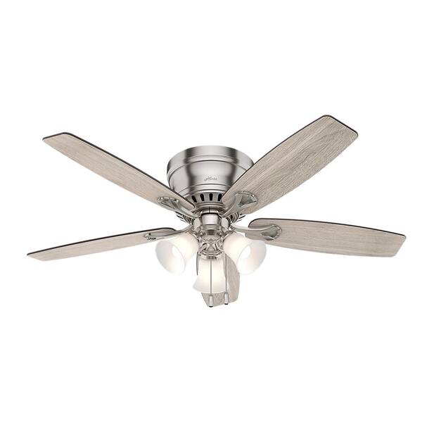 Hunter Oakhurst II 52 in. Low Profile LED Indoor Brushed Nickel Ceiling Fan with Light Kit