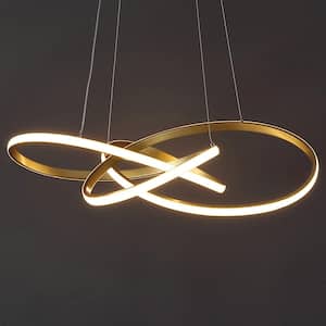 Alexia 25 in. 36-Watt 1-Light Gold Painting Abstract Integrated LED Metal Adjustable Pendant Light