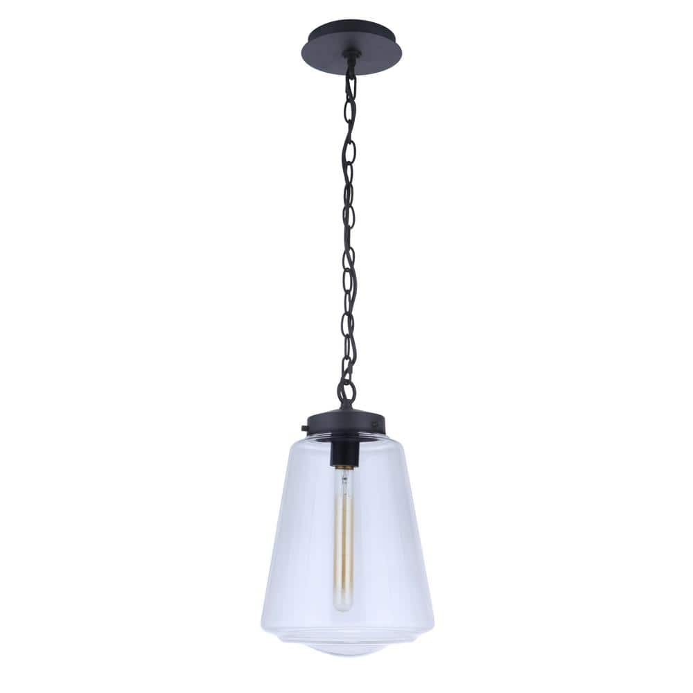 Laclede 15 in. 1 Light Midnight UV Protected Finish Dimmable Outdoor Large Pendant Light w/Clear Glass No Bulb Included price history on PriceWatchPro