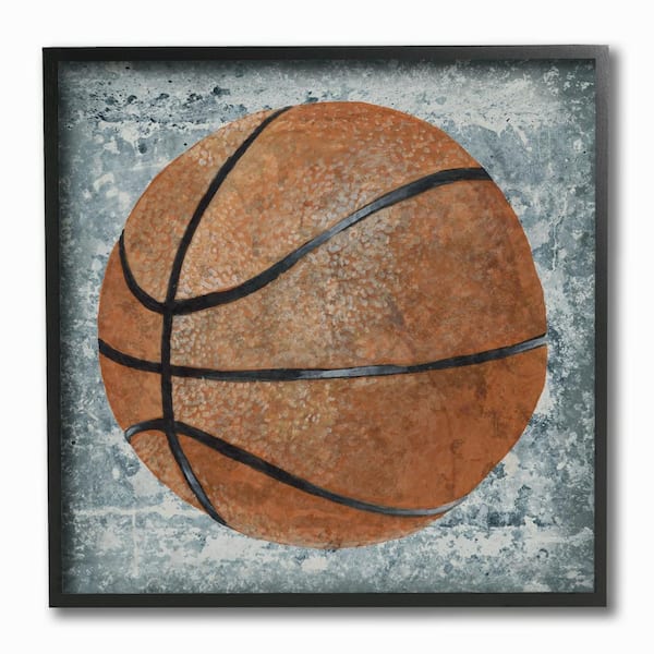 Stupell Industries 12 in. x 12 in. Grunge Sports Equipment Basketball" by Studio W Printed Framed Wall Art