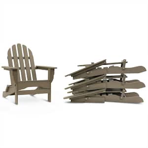 Icon Weathered Wood 4-Piece Plastic Adirondack Chair Patio Seating Set