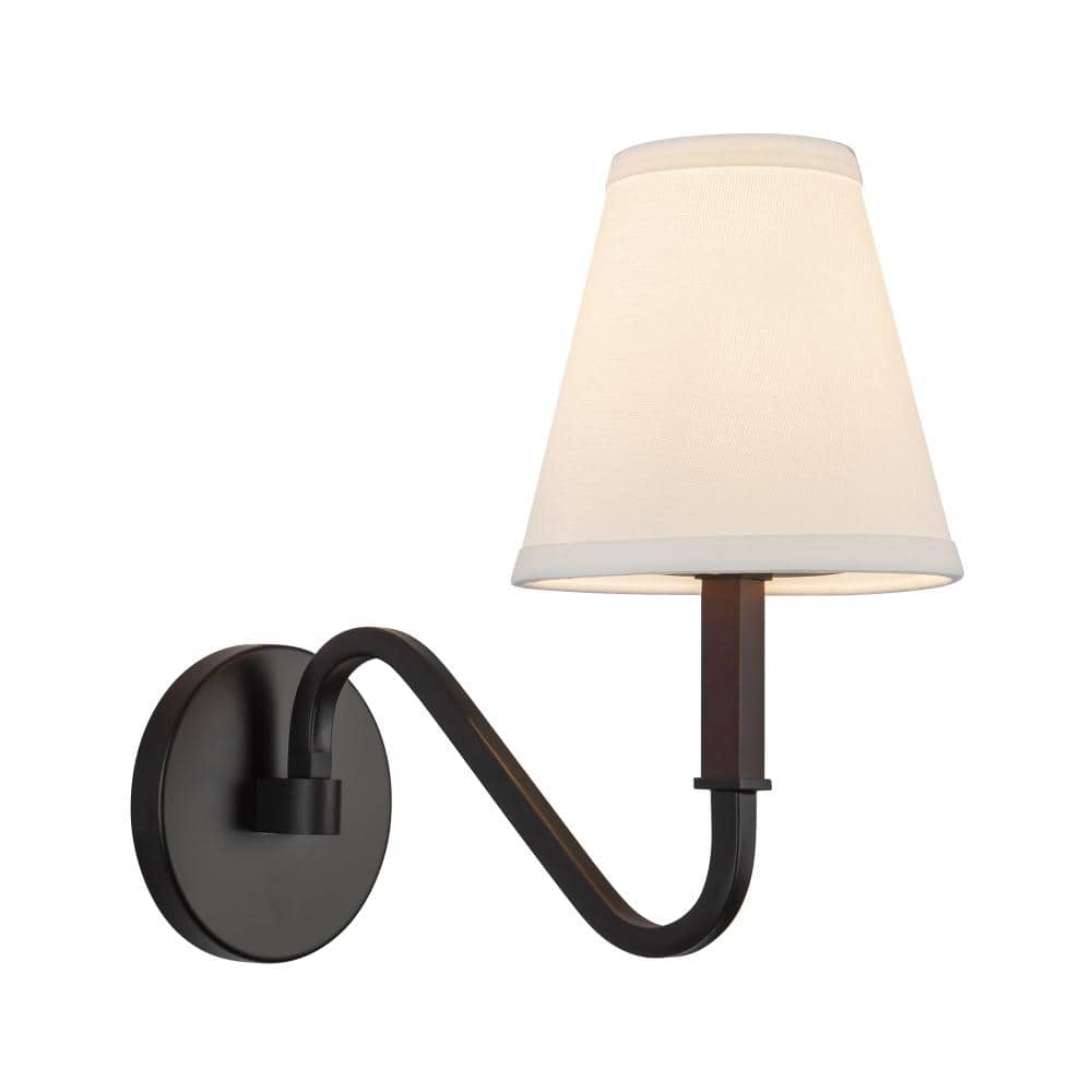Sloan 12-in Matte Black Wall/Vanity Light with White Linen Shade price history on PriceWatchPro