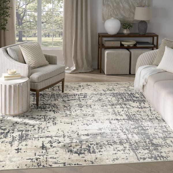 Concerto Ivory Grey 8 ft. x 10 ft. Abstract Contemporary Area Rug