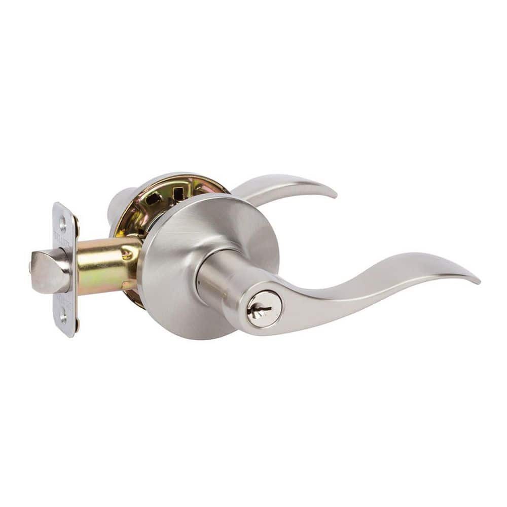 Delaney Logan Push Button Entry Lever Knob in Satin Nickel price history on PriceWatchPro
