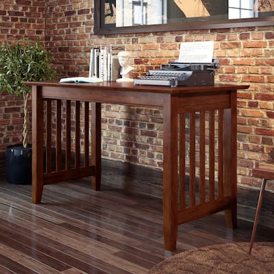 48 in. Rectangular Walnut Solid Wood Writing Desk