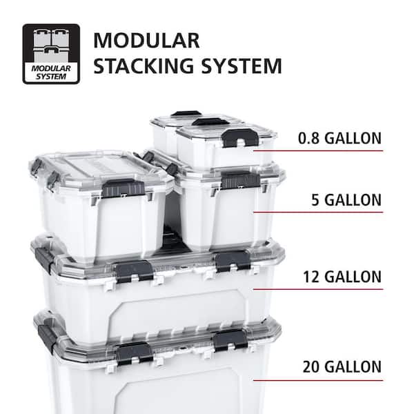 Husky 0.8 gal. Compact Pro Duty Waterproof White Tote (4-Pack