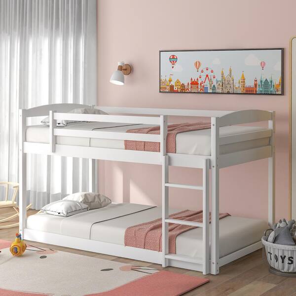 Aisword Twin Over Floor Bunk Bed, Alcove Twin Bunk Beds