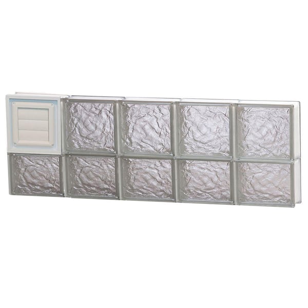 Clearly Secure 38.75 in. x 13.5 in. x 3.125 in. Frameless Ice Pattern Glass Block Window with Dryer Vent