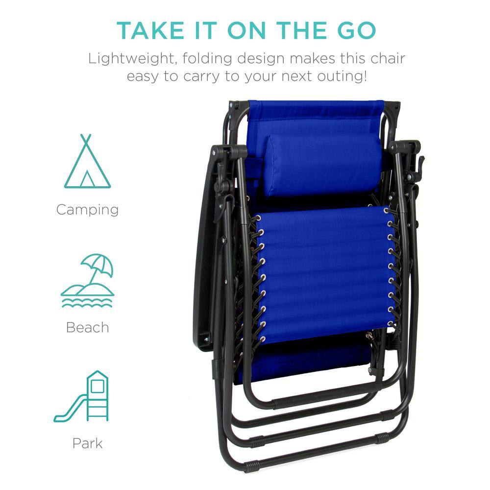 Cobalt Blue Zero Gravity Lounger with Canopy and Cushion
