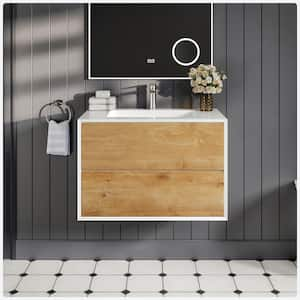 Vienna 35.80 in. W x 18..90 in. D x 15.70 in. H Bathroom Vanity in White Oak with White Acrylic Top with White Sink