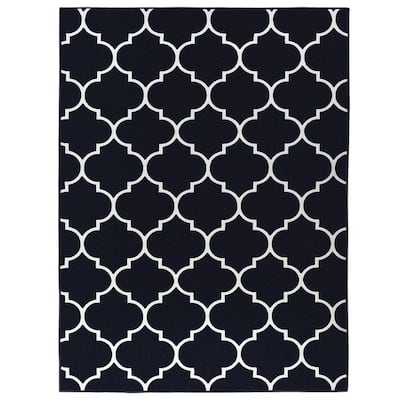 GHOUSE Black/Gray 6 ft. x 8 ft. Moroccan Trellis Indoor Carpet Area Rug