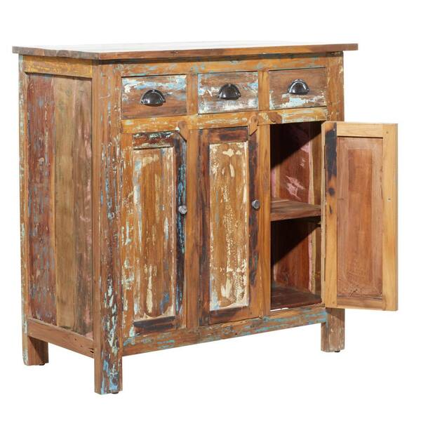 Monroe Lane Farmhouse Wood Cabinet, Brown