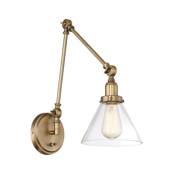 Glenn 1-Light Adjustable Wall Sconce in Warm Brass