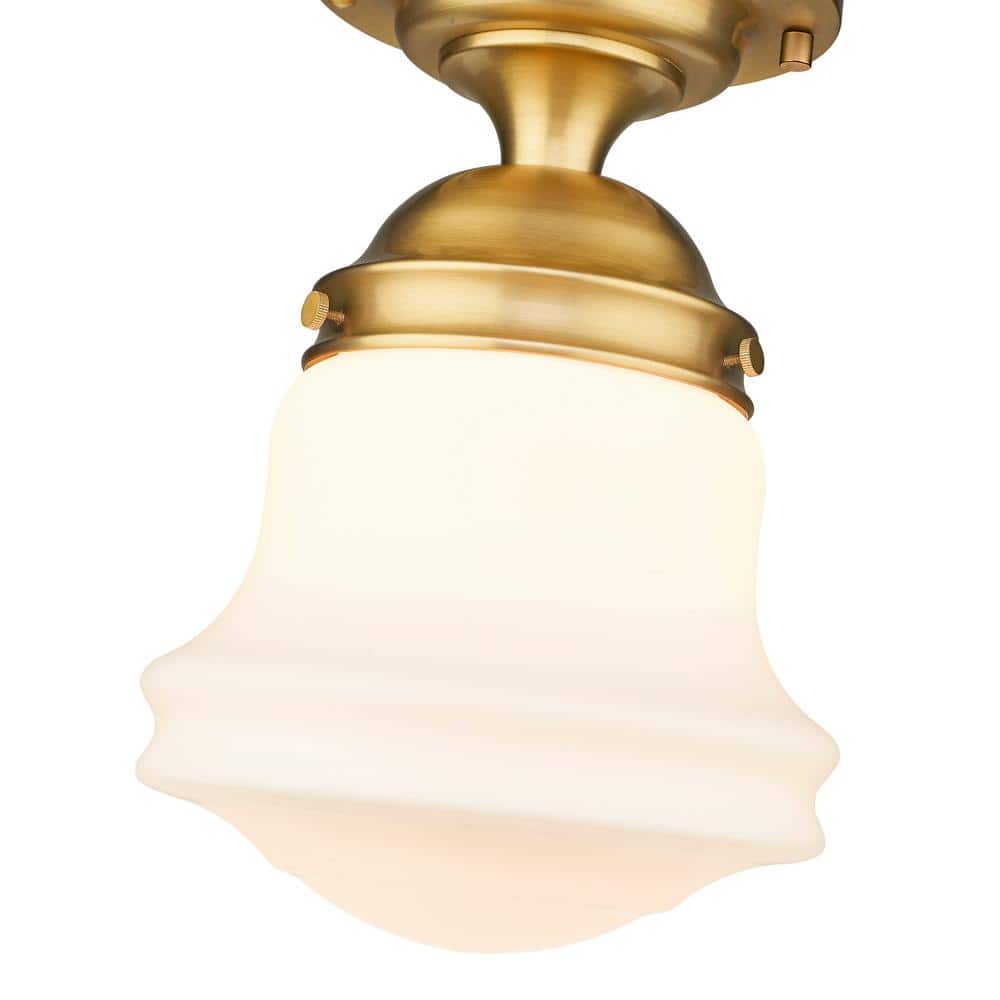Heritage Brass and Opal Glass Globe LED Flush Mount