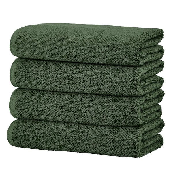 Forest Green 4-Pack Cotton Quick-Dry Bath Towel Set