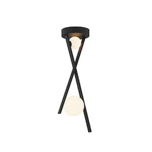 Fusion Stix 14-Watt Integrated LED Matte Black 24 in. Pendant with Opal Glass Shade