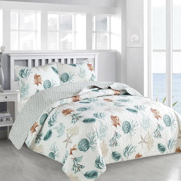 Chic Home Parson Green 3 Piece Reversible Floral Quilt Set Bedding