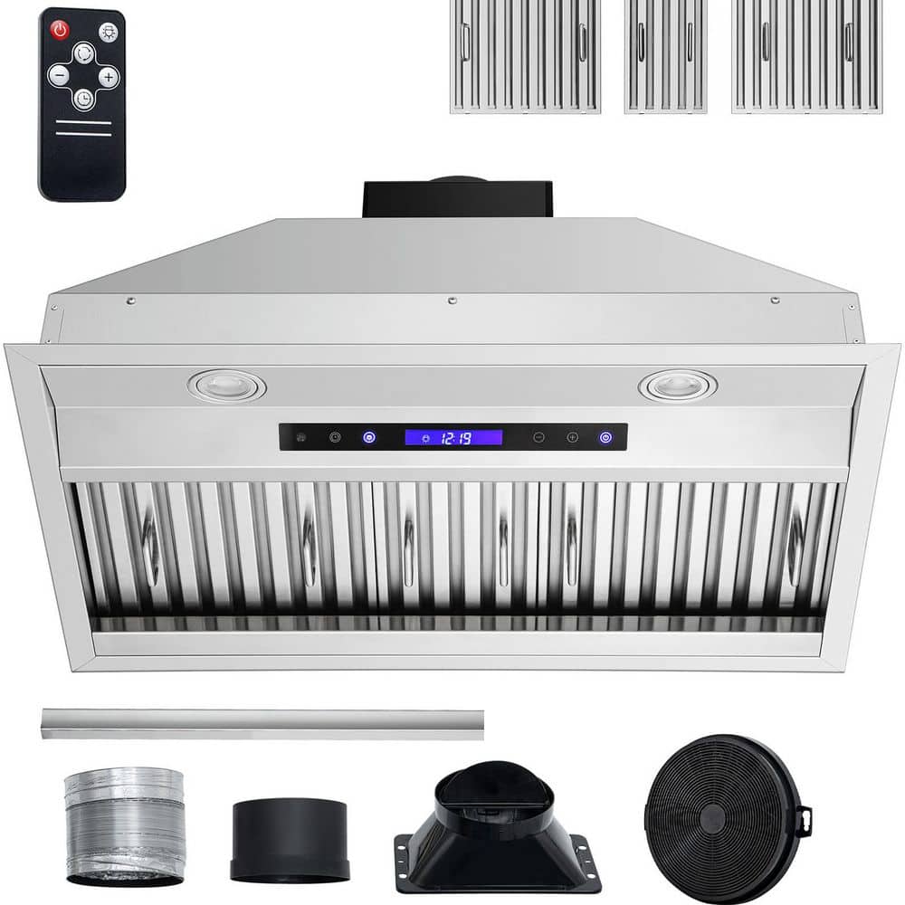 Insert Range Hood, 900CFM 4-Speed, 30 in. Stainless Steel Built-In Kitchen Vent w/ Touch, Silver, Ducted, 2025 Upgrade