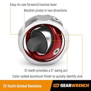 1/4 in. Drive 72-Tooth Gimbal Ratchet