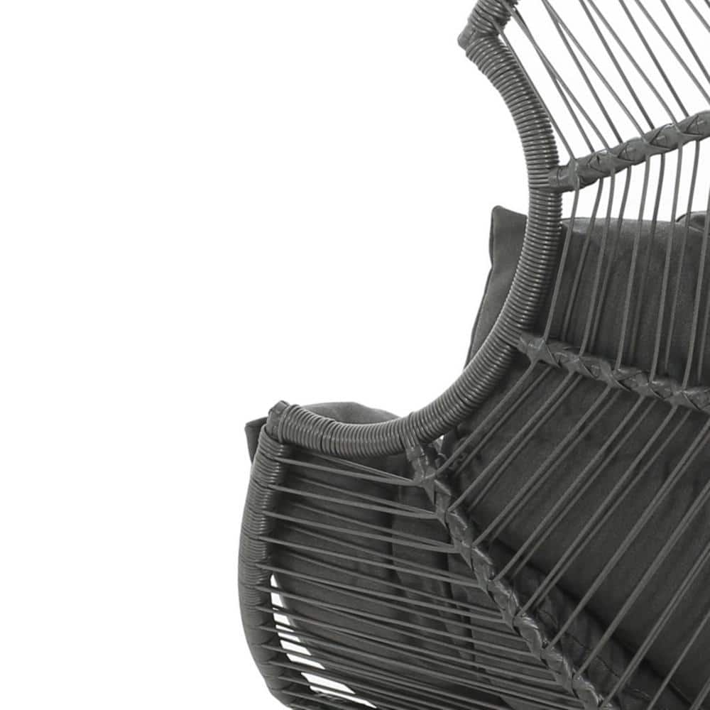 Dark Gray Iron Wicker Outdoor Lounge Chair