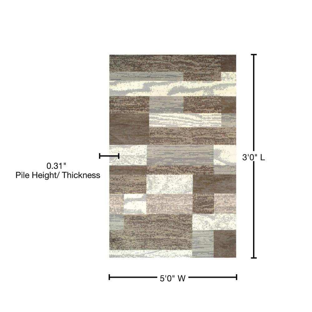 Chocolate Geometric Medium Pile Indoor Area Rug