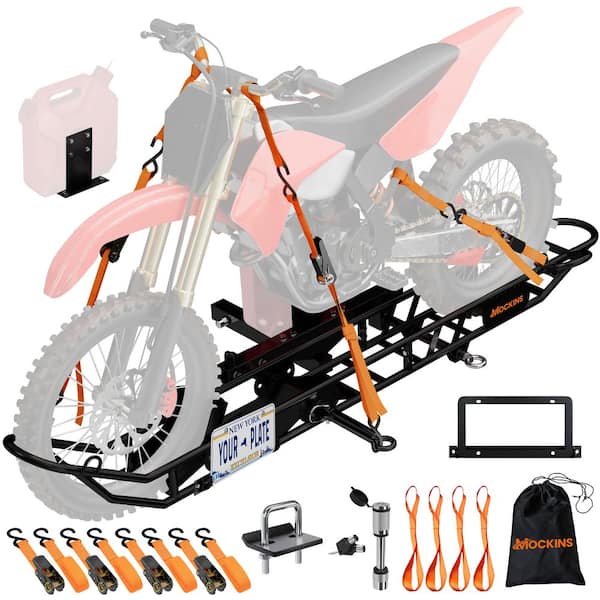 510 lbs. Capacity Dirt Bike Hitch Hauler - Ramp Free, Tilting Design for Easy 1-Person Loading - Gas Can Attachment